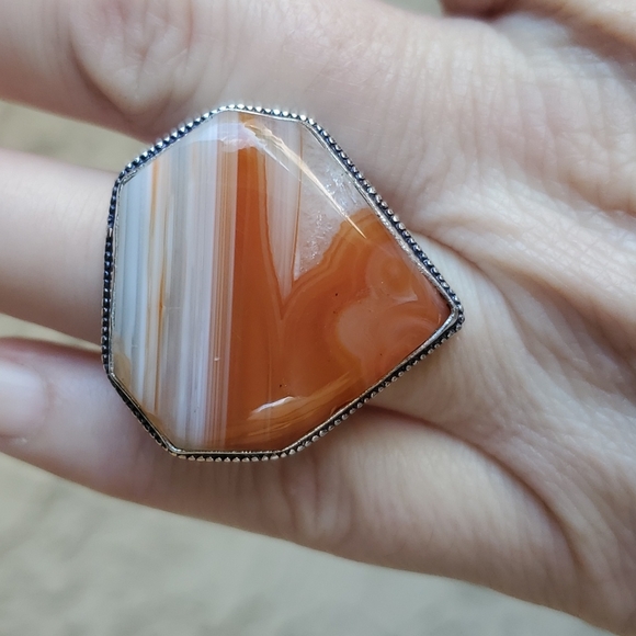 New Botswana Agate 925 Silver Statement Ring. - Picture 2 of 16